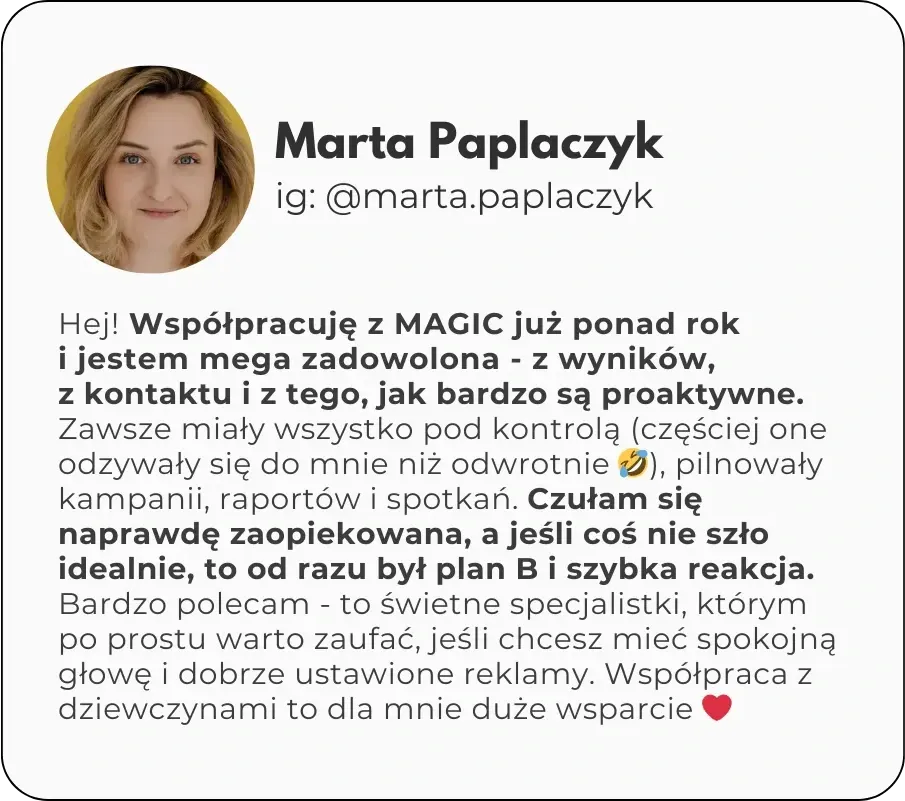 Opinia Marty Paplaczyk o współpracy z kolektywem MAGIC
