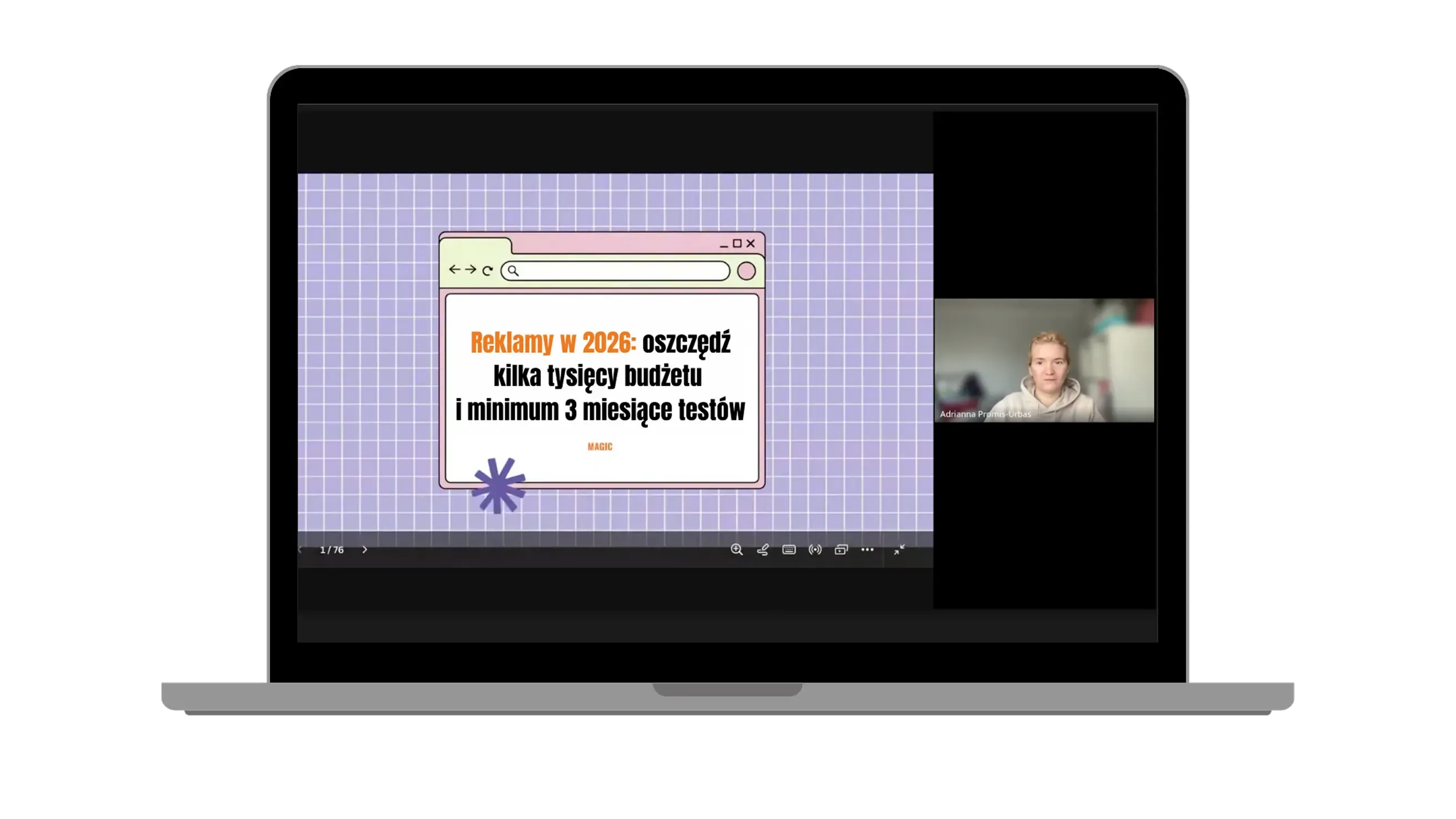 Reklamy w 2026 - podgląd mini-kursu na laptopie