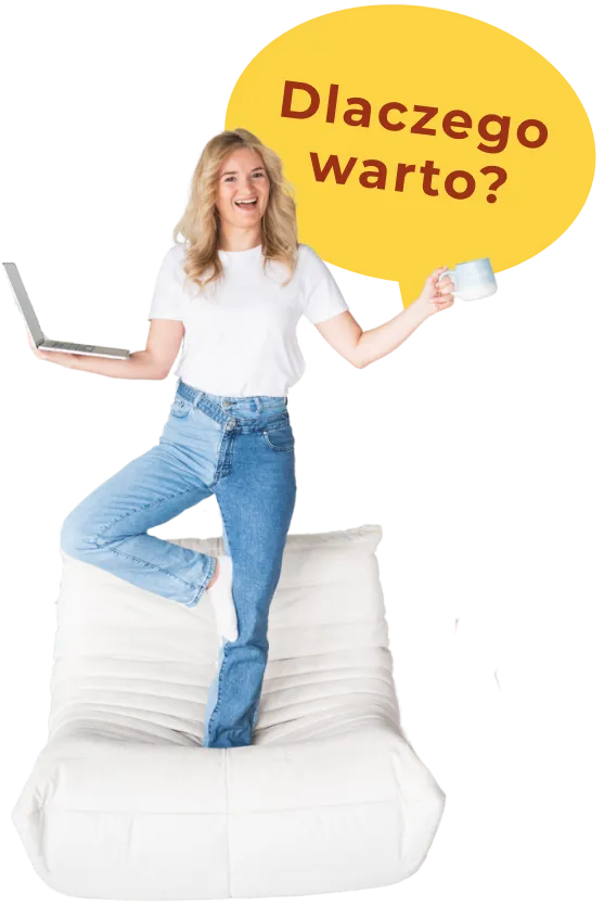Ada Promis z kubkiem i dymkiem „Dlaczego warto?”