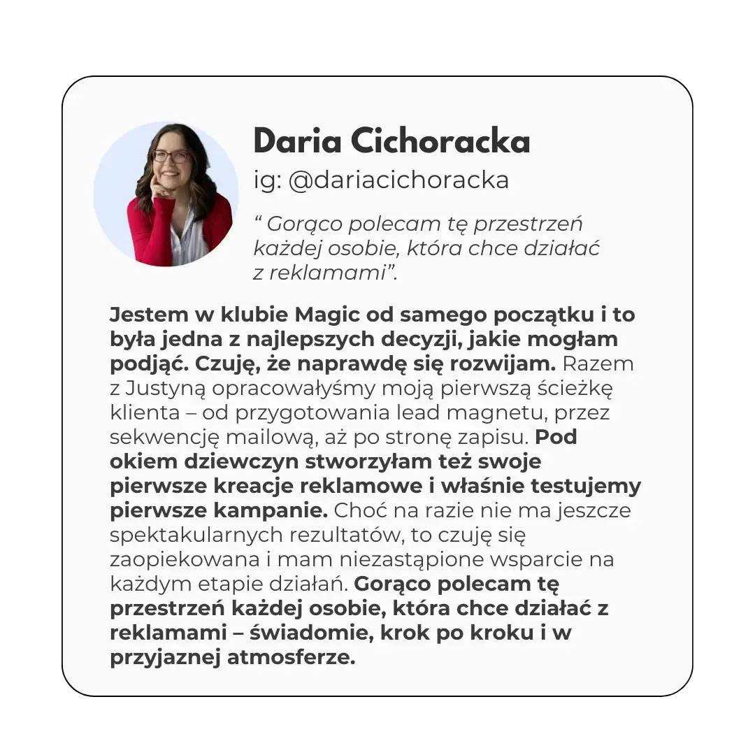 Opinia klubowiczki MAGIC: Daria Cichoracka