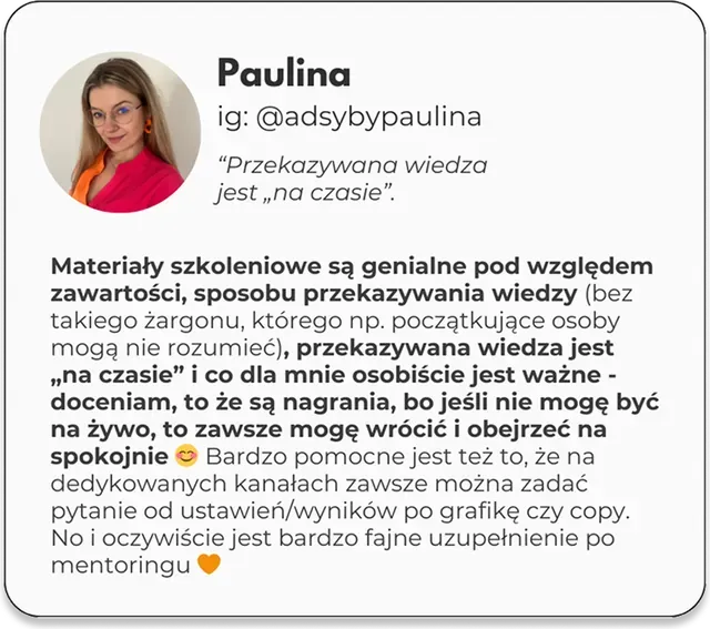 Opinia Pauliny: przekazywana wiedza jest na czasie