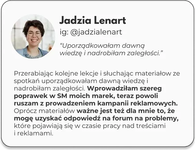 Opinia Jadzi Lenart: uporządkowałam dawną wiedzę i nadrobiłam zaległości