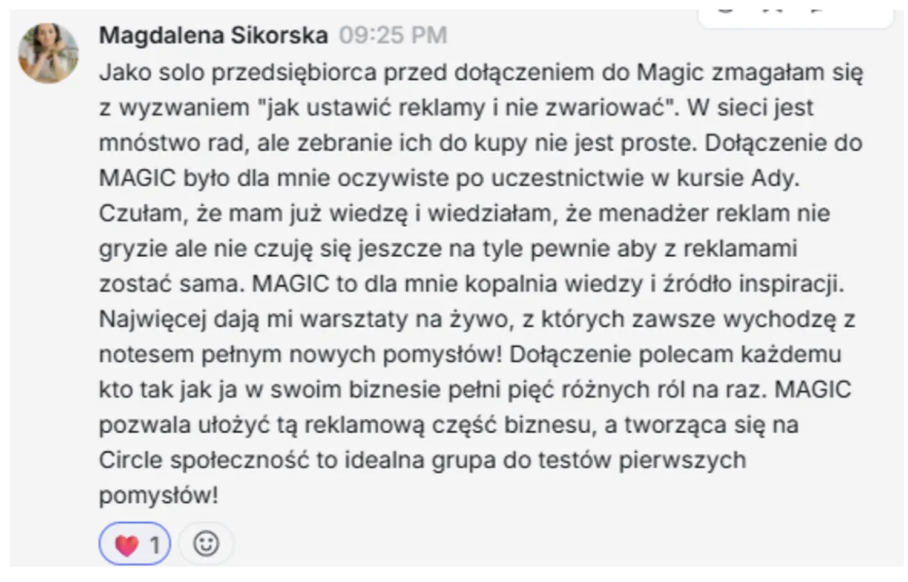 Opinia Magdy o MAGIC